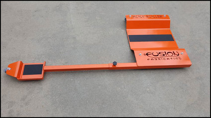 Holy Roller adjustable low-profile motorcycle dolly manufactured and marketed by Fusion Fabrication, 6545 E. County Road #14, Loveland Colorado 80537, to order call 970-690-6856